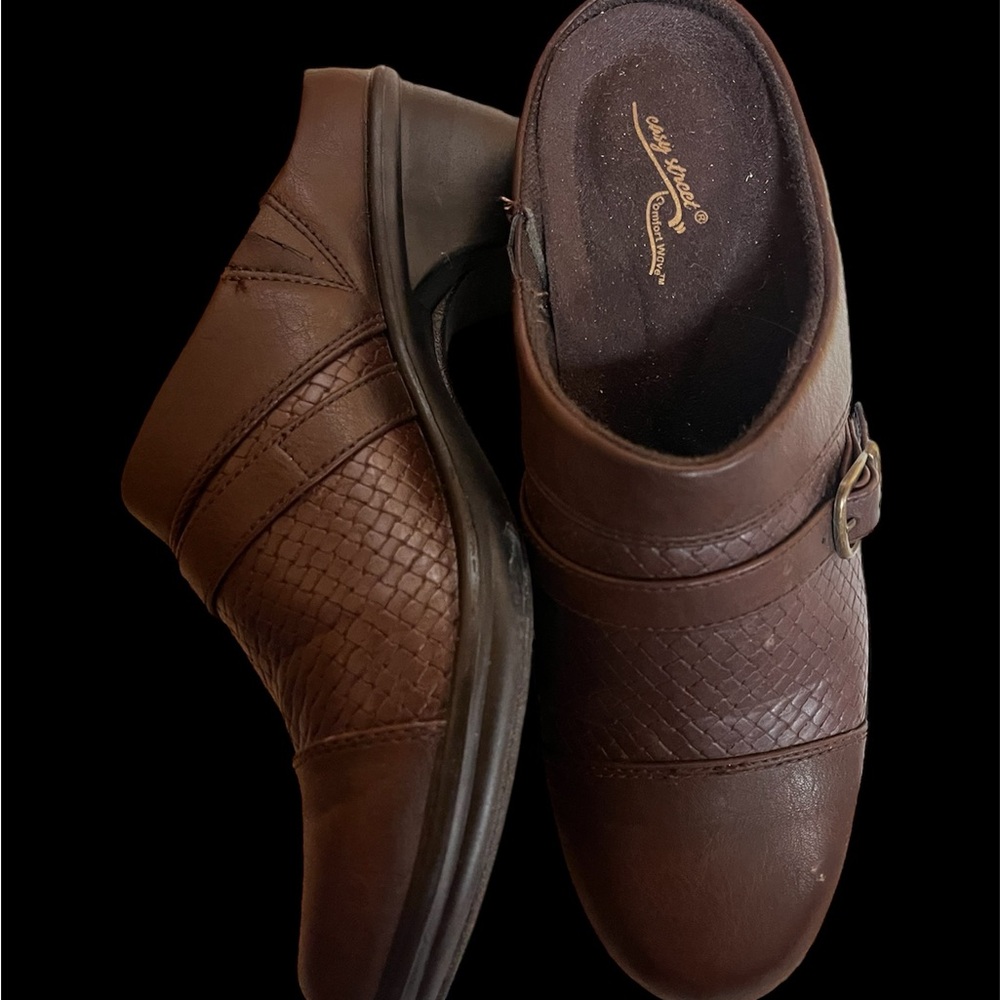 Easy Street Brown Heeled Boots with Textured Leather